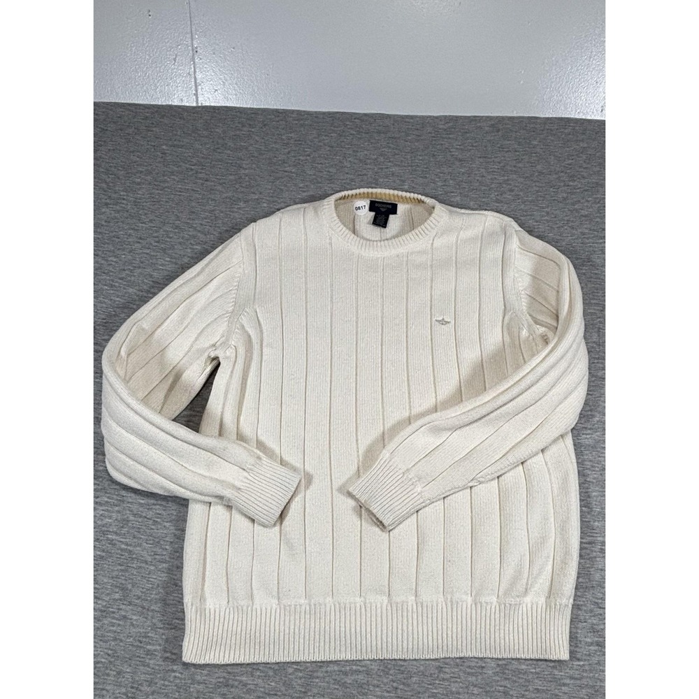 Dockers Sweater‎ Mens Large White Cotton Ribbed Knit Crewneck Pullover Hong Kong